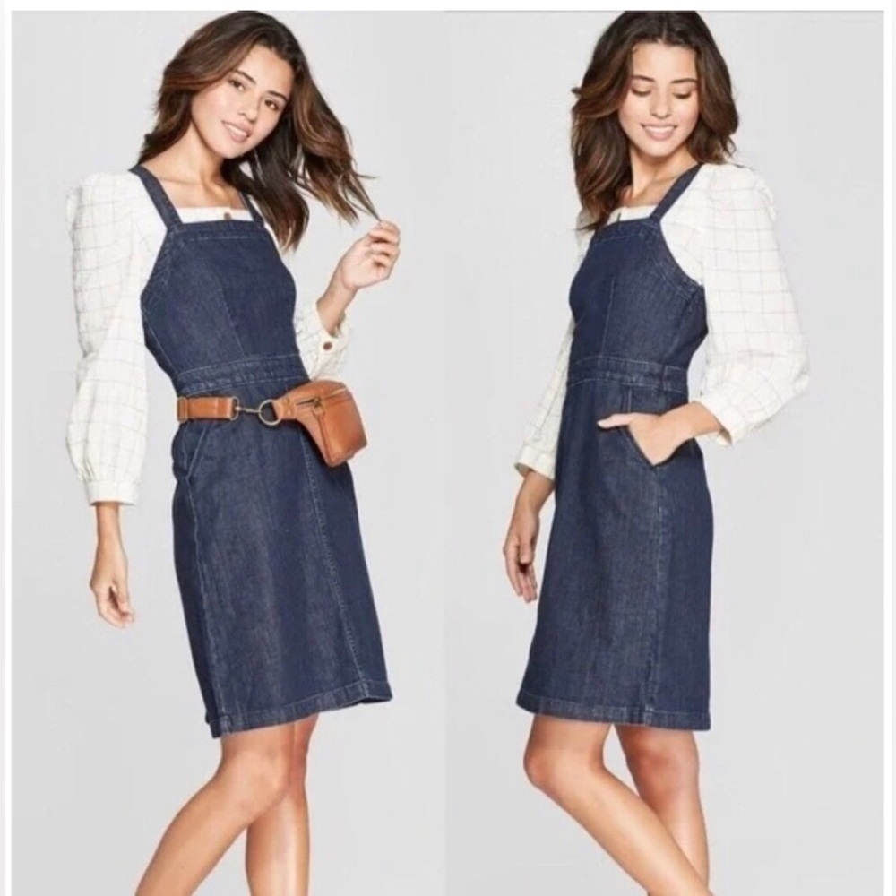 Universal Thread Dark Wash Denim Jumper Dress Size 6